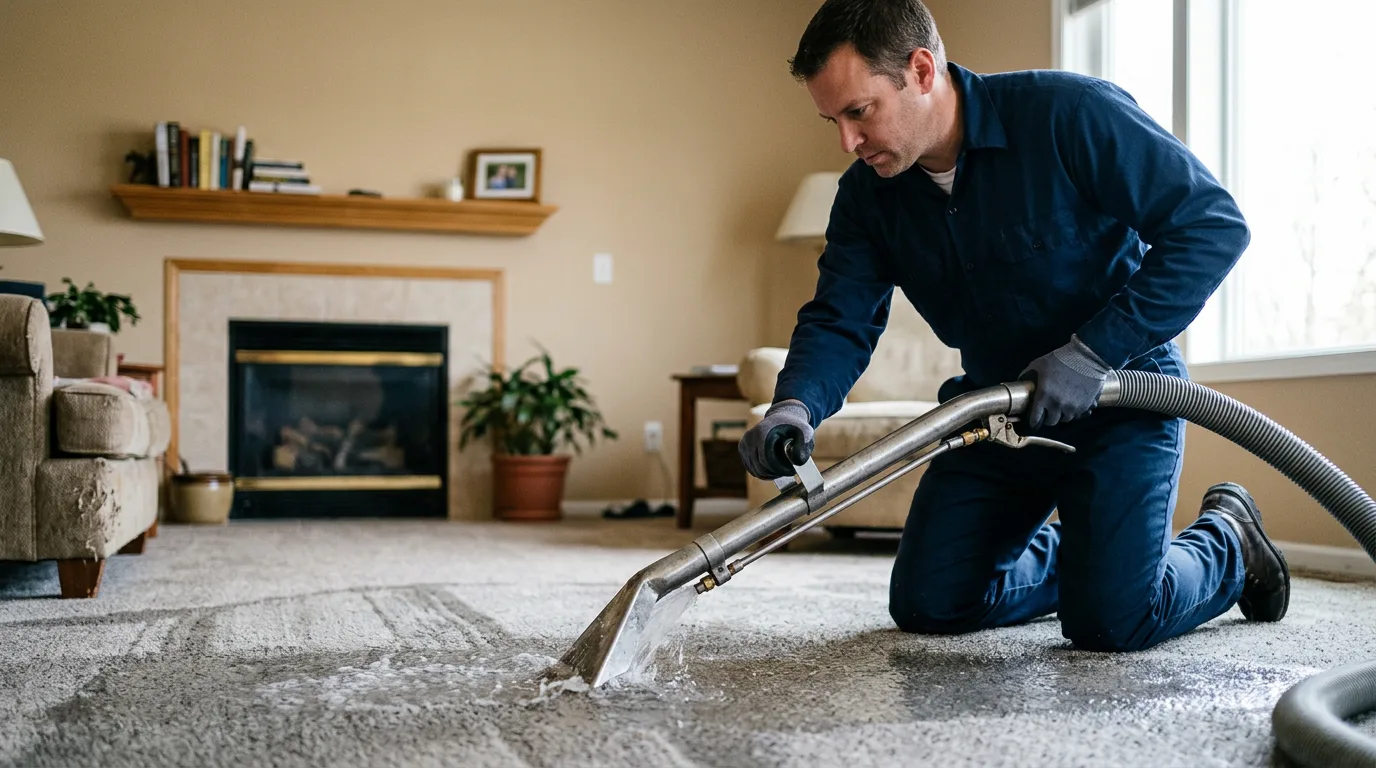 Water damage restoration technician working near Fleetwood, PA